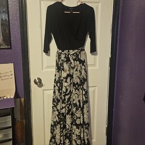 Floral Black and Cream Maxi Dress